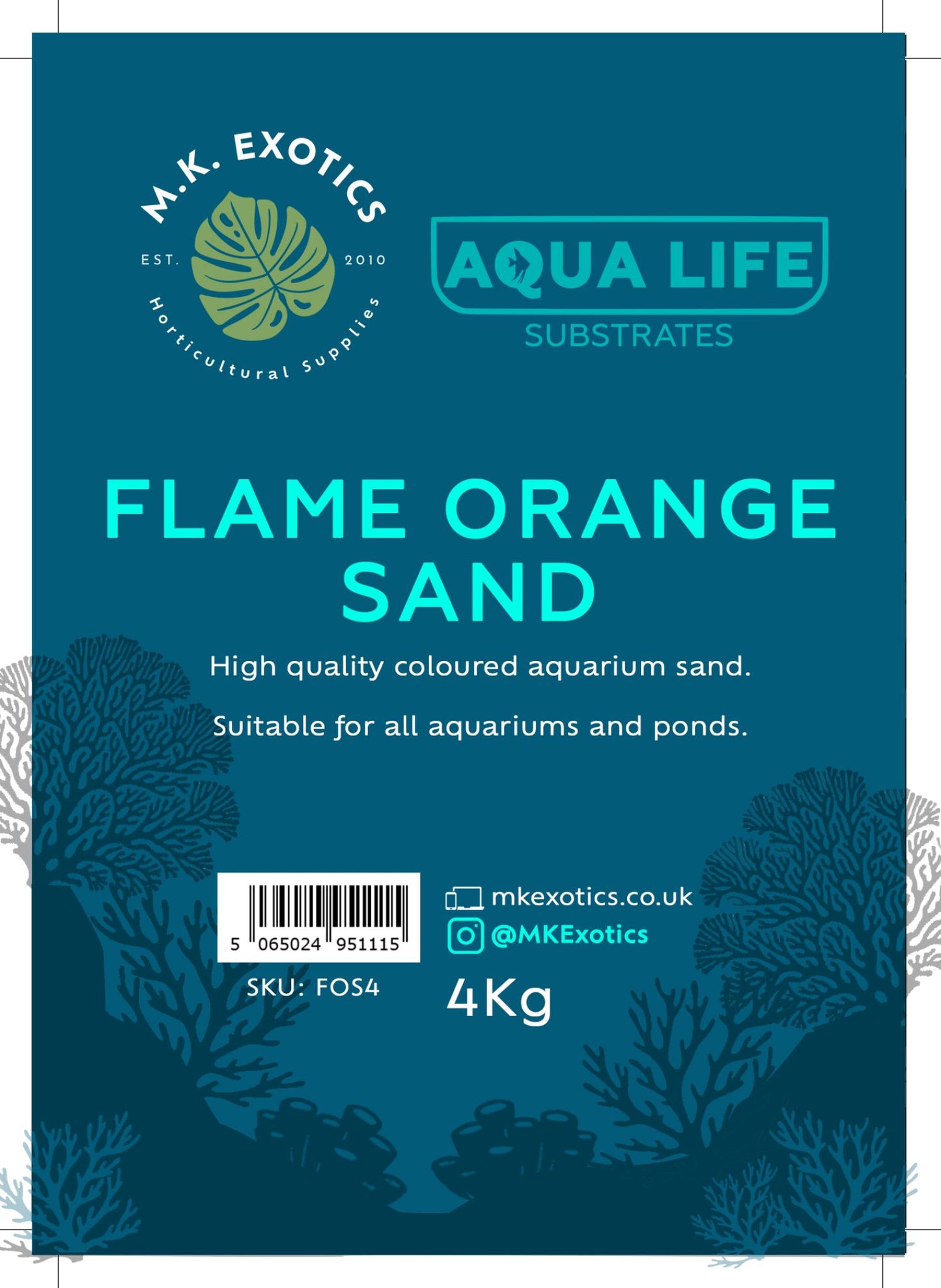 AquaLife Flame Orange Sand 4Kg Aquatic Invertebrate Reptile Substrate