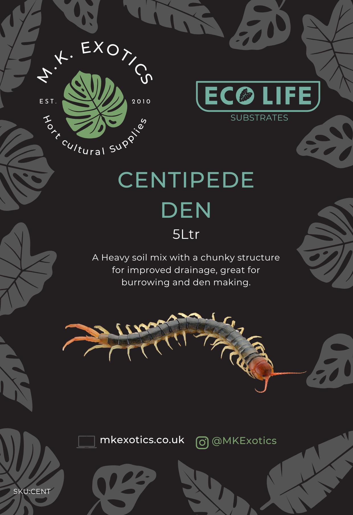 centipedes in monstera plant Eco Life Centipede Den 5Ltr Invertebrate Substrate – MK Exotics