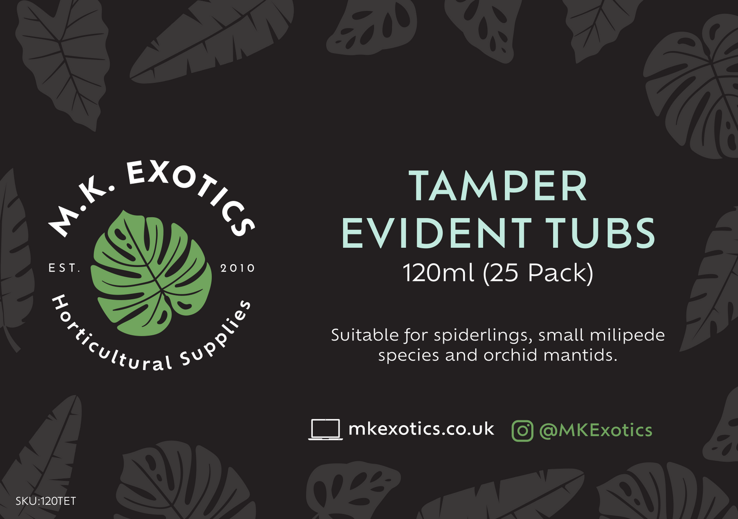 Tamper Evident Transport Tubs 120ml x25 Invertebrate and Reptile Accessories