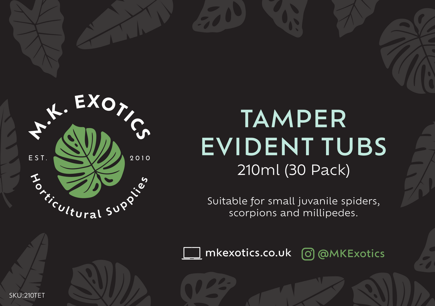 Tamper Evident Transport Tubs 210ml x30 Invertebrate and Reptile Accessories