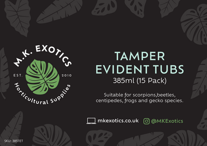 Tamper Evident Transport Tubs 385ml x15 Invertebrate and Reptile Accessories