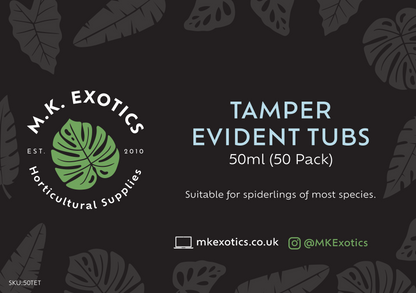 Tamper Evident Tubs 50ml x50 Invertebrate and Reptile Accessories