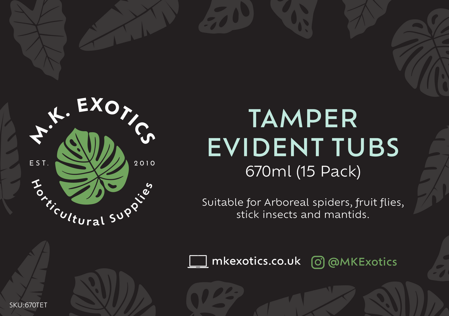 Tamper Evident Transport Tubs 670ml x15 Invertebrate and Reptile Accessories