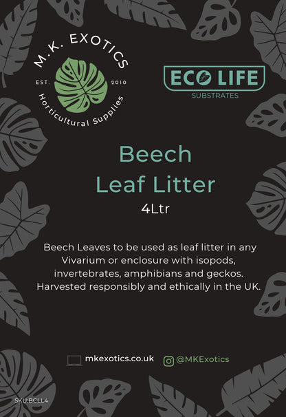 Eco Life Beech Leaf Litter 4Ltr Reptile Invertebrate Substrate