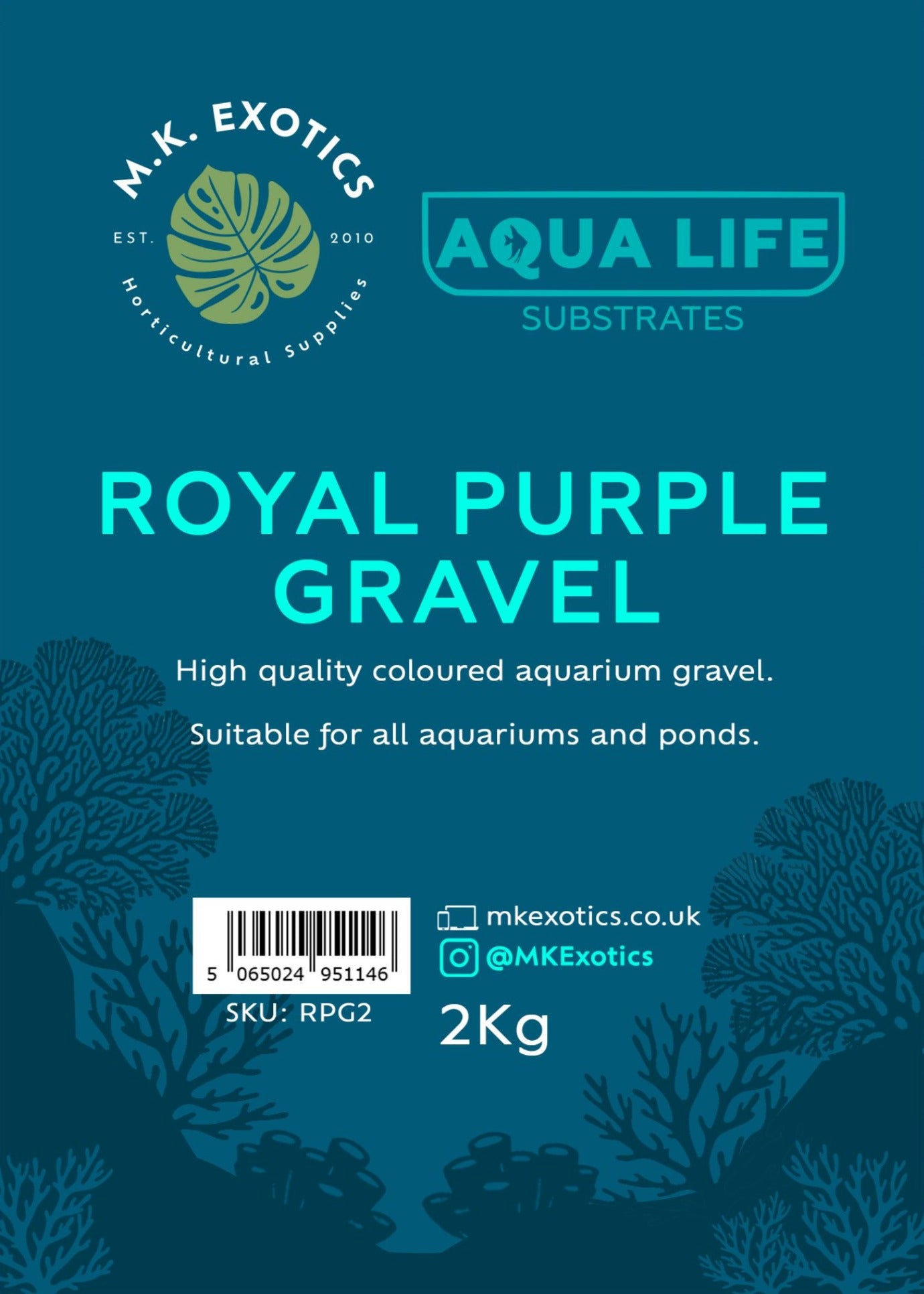 Aqualife Royal Purple Gravel 2Kg Aquatic Invertebrate Reptile Substrate