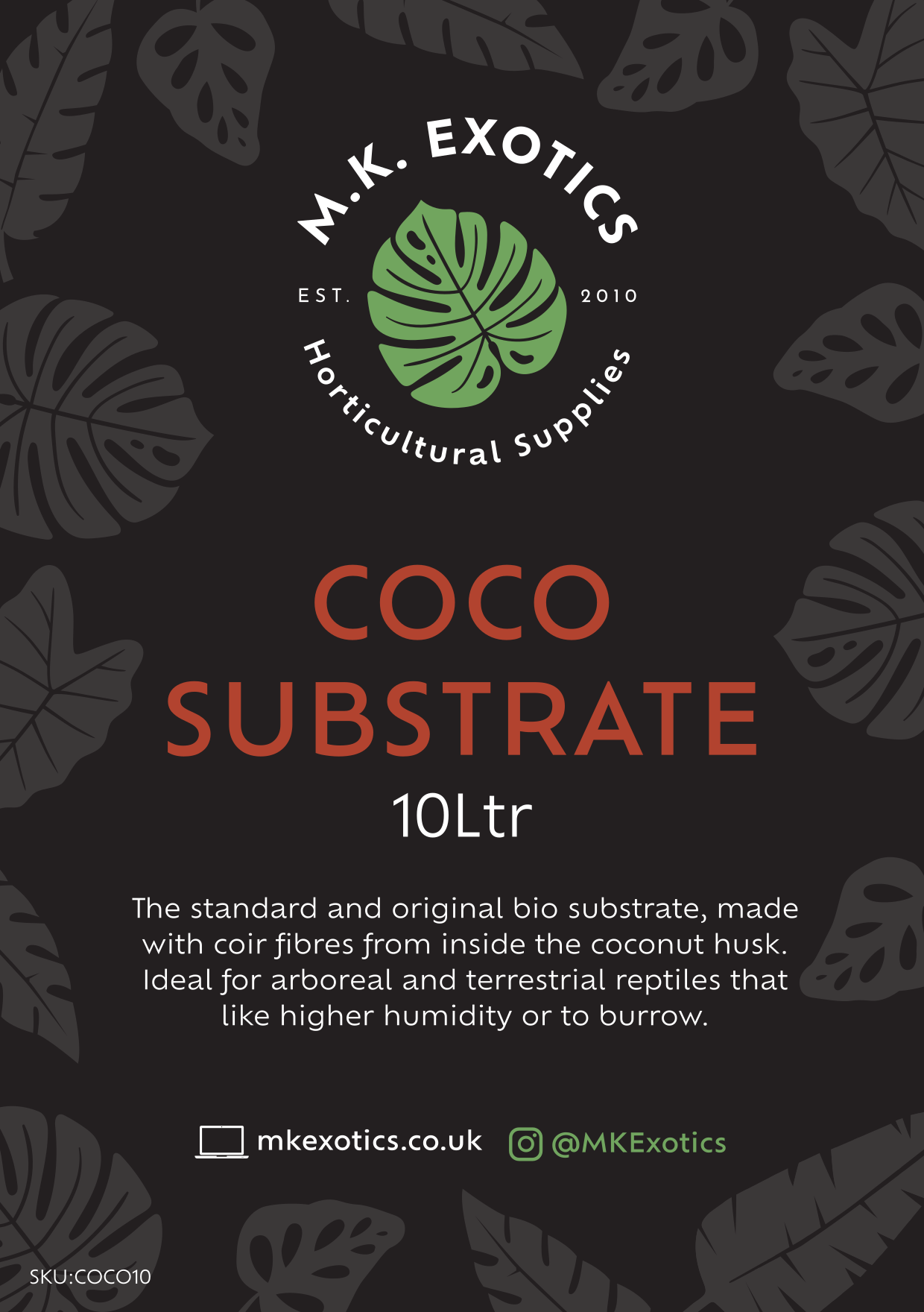 Coco Substrate 10Ltr Invertebrate and Reptile Substrate