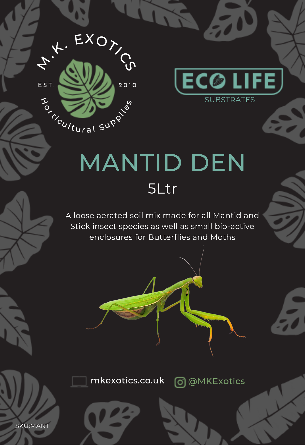 Eco Life Mantid Den 5Ltr Invertebrate Substrate